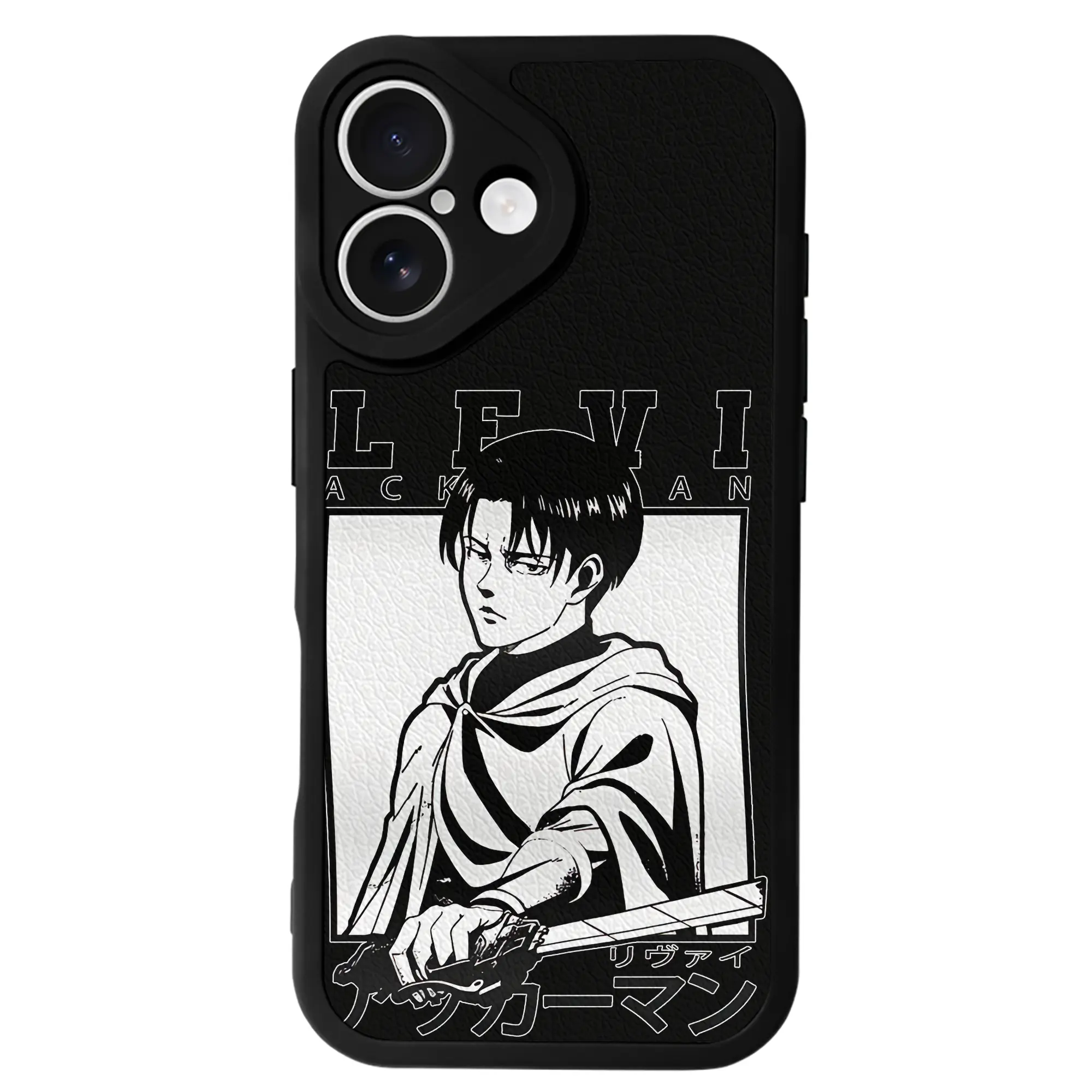 進撃の巨人 グッズ リヴァイ・アッカーマン - IPhone 16シリーズ対応 ・ シリコンスマホケース ・ レザー調 ・ 高精度フィット ・ 耐衝撃 ・ ワイヤレス充電対応 ・ 精密カット